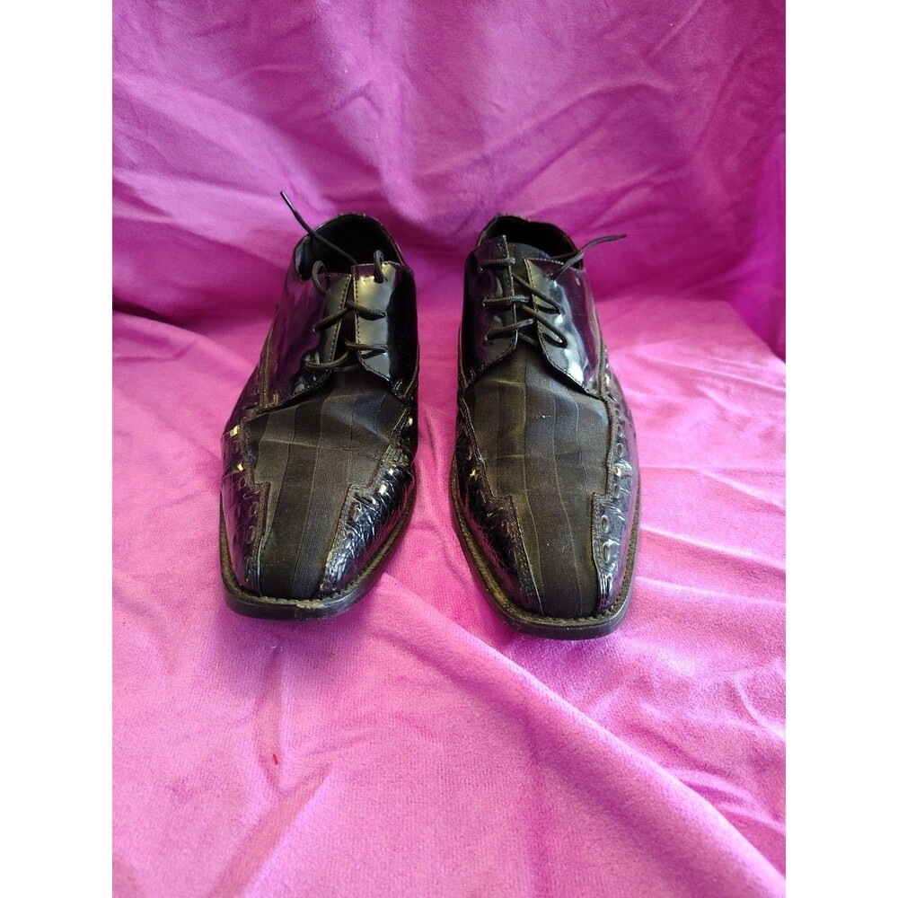 Miralto Men 11 Dress Shoes Oxford Shiny Black Faux Patent Leather